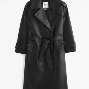 Abercrombie Vegan Leather Trench Coat Size L
